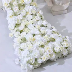 LUXE Romantic White Rose Table Runner - 78 Inches