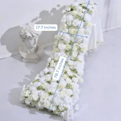 LUXE Romantic White Rose Table Runner - 78 Inches