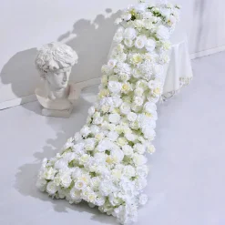 LUXE Romantic White Rose Table Runner - 78 Inches