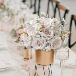LUXE Rose & Babysbreath Table Centerpiece - Light Pink