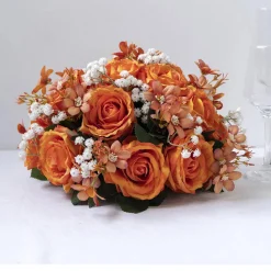 LUXE Rose & Babysbreath Table Centerpiece - Orange