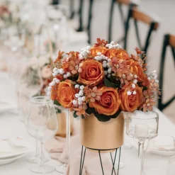 LUXE Rose & Babysbreath Table Centerpiece - Orange