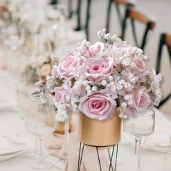 LUXE Rose & Babysbreath Table Centerpiece - Pink