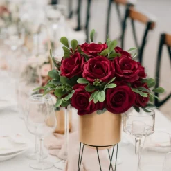 LUXE Rose & Babysbreath Table Centerpiece - Red