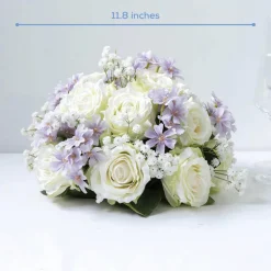 LUXE Rose & Babysbreath Table Centerpiece - White