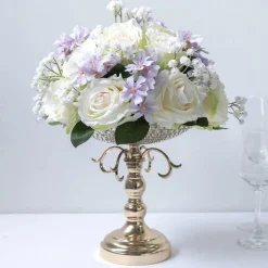 LUXE Rose & Babysbreath Table Centerpiece - White