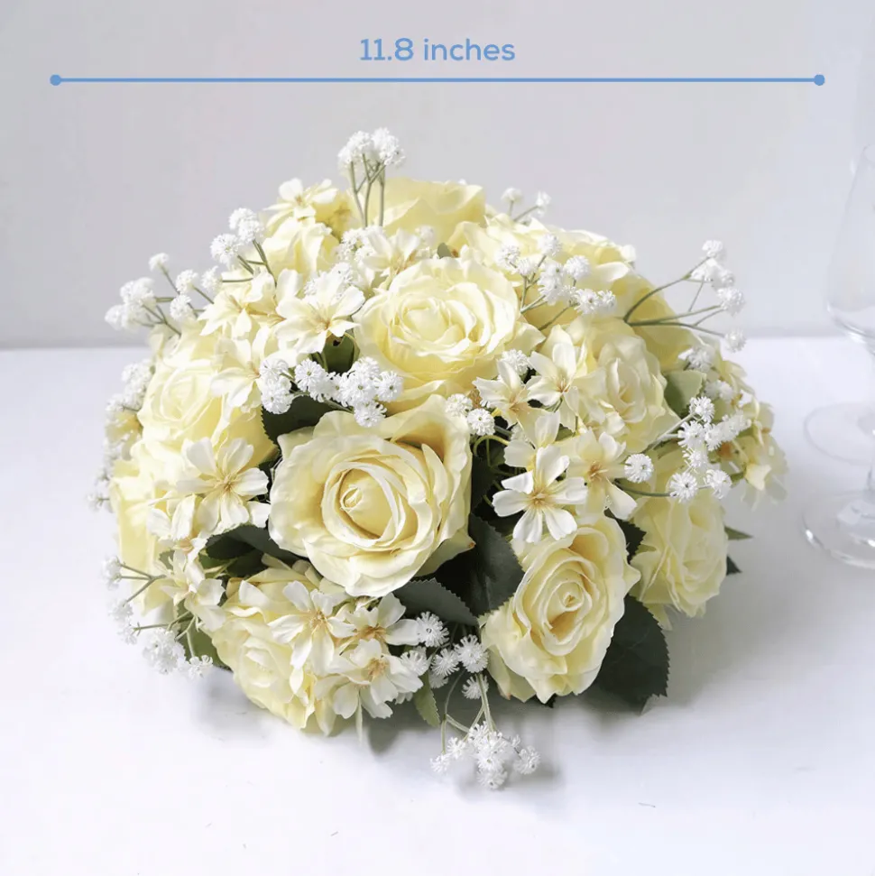 LUXE Rose & Babysbreath Table Centerpiece - Yellow