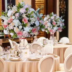 LUXE Rose Baby's Breath With Green Leaves Table Centerpiece - Choose Your Size!