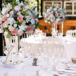 LUXE Rose Baby's Breath With Green Leaves Table Centerpiece - Choose Your Size!