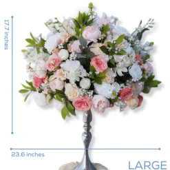 LUXE Rose Baby's Breath With Green Leaves Table Centerpiece - Choose Your Size!