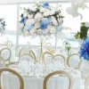 LUXE White & Blue Mixed Floral Table Centerpiece - 24 Inches