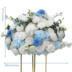 LUXE White & Blue Mixed Floral Table Centerpiece - 24 Inches