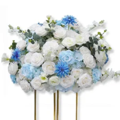 LUXE White & Blue Mixed Floral Table Centerpiece - 24 Inches
