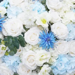 LUXE White & Blue Mixed Floral Table Centerpiece - 24 Inches