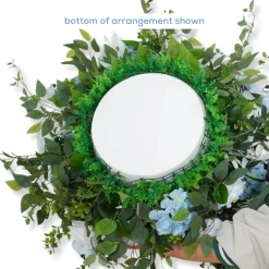 LUXE White & Blue Rose Green & Leaves Mixed Table Centerpiece - 32 Inches