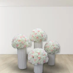 LUXE White & Pink Artificial Rose & Hydrangea Mixed Floral Table Centerpiece - 24 Inches