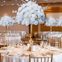LUXE White Rose & Daisy Table Centerpiece - 28 Inches