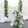 LUXE White Rose, Delphinium & Greenery Mixed Table Runner - 83 Inches