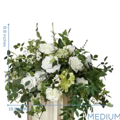LUXE White Rose & Green Plant Leaf & Hanging Vine Ivy Mixed Table Centerpiece - Choose Your Size!