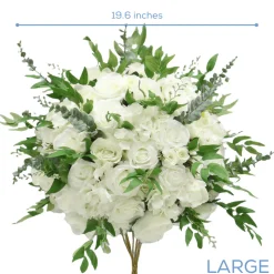 LUXE White Rose, Hydrangea & Greenery Mixed Table Centerpiece - Choose Your Size!