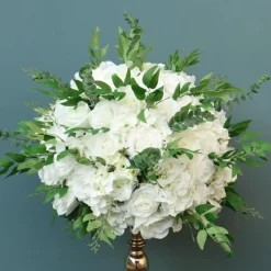 LUXE White Rose, Hydrangea & Greenery Mixed Table Centerpiece - Choose Your Size!