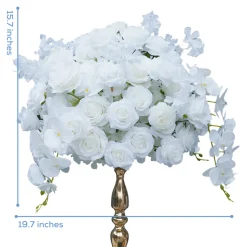 LUXE White Rose & Orchid Cherry Mixed Floral Table Centerpiece - 20 Inches