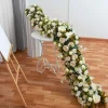 LUXE White Rose with Greenery Mixed Table Runner - 78 Inches