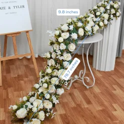 LUXE White Rose with Greenery Mixed Table Runner - 78 Inches