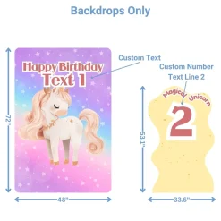 Magical Unicorn 2 Foam Core Birthday Backdrop Kit by PopScene™
