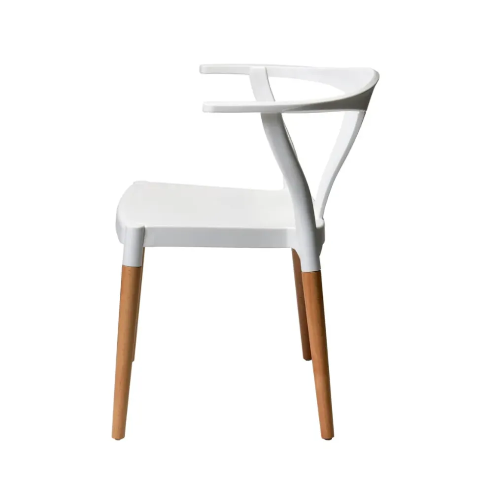 Marcus Mid-Century Dining Chair with Arms - White