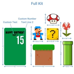Mario Foam Core Birthday Backdrop Kit by PopScene™