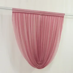 Mauve Cinnamon Rose Sheer Chiffon Valance Curtain – Curved Backdrop Swag Topper with Rod Pocket (4ft Wide x 4ft, 5ft, 6ft Height Options)