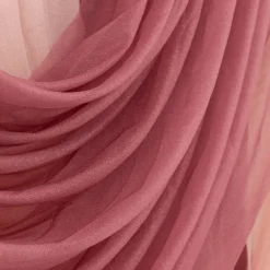 Mauve Cinnamon Rose Sheer Chiffon Valance Curtain – Curved Backdrop Swag Topper with Rod Pocket (4ft Wide x 4ft, 5ft, 6ft Height Options)