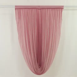 Mauve Cinnamon Rose Sheer Chiffon Valance Curtain – Curved Backdrop Swag Topper with Rod Pocket (4ft Wide x 4ft, 5ft, 6ft Height Options)
