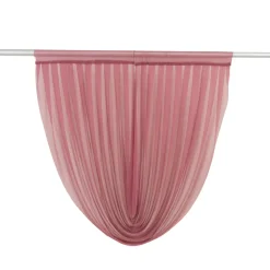 Mauve Cinnamon Rose Sheer Chiffon Valance Curtain – Curved Backdrop Swag Topper with Rod Pocket (4ft Wide x 4ft, 5ft, 6ft Height Options)