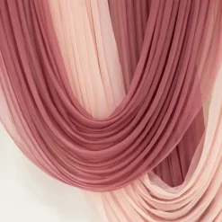 Mauve Cinnamon Rose Sheer Chiffon Valance Curtain – Curved Backdrop Swag Topper with Rod Pocket (4ft Wide x 4ft, 5ft, 6ft Height Options)