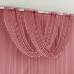 Mauve Cinnamon Rose Sheer Chiffon Valance Curtain – Curved Backdrop Swag Topper with Rod Pocket (4ft Wide x 4ft, 5ft, 6ft Height Options)