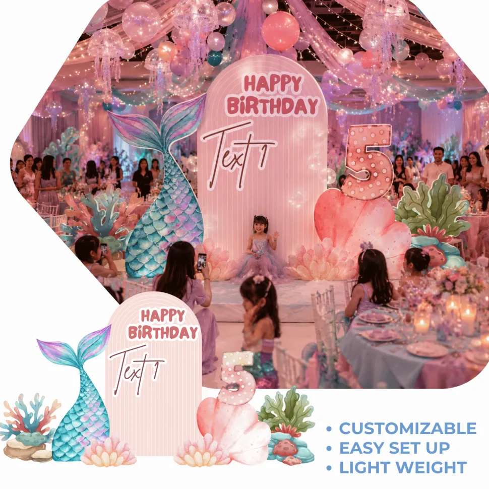 Mermaid Lagoon Foam Core Birthday Backdrop Kit by PopScene™