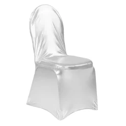 Metallic Spandex (Lycra) Banquet & Wedding Chair Cover By Eastern Mills in Silver