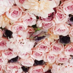 Mixed Pinks & Maroon Florals - Curtain Style Floral Wall - Easy Install! Select Size