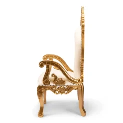 Monarch Thronet Chair - White Vinyl/Gold Frame