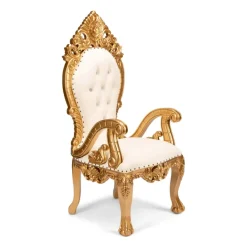 Monarch Thronet Chair - White Vinyl/Gold Frame