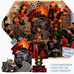 Monster Trucks Foam Core Birthday Backdrop Kit by PopScene™
