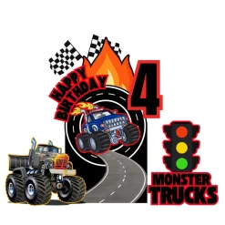 Monster Trucks Foam Core Birthday Backdrop Kit by PopScene™