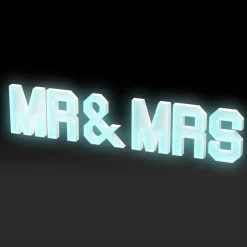 "MR & MRS" Neon Wood Marquee Letters – Handmade in USA – Light Up Signs for Events & Weddings – Multiple Sizes