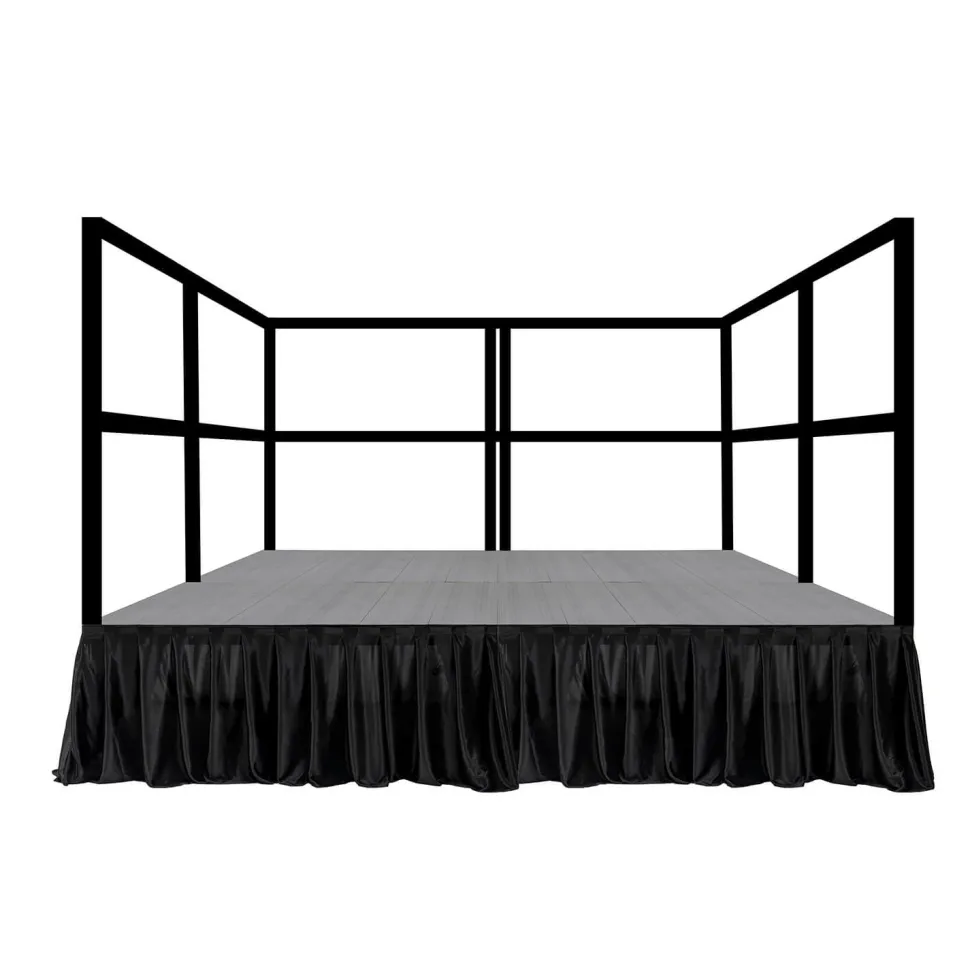 MyStage - 8’x8’ Portable Stage with Rails & Skirts - Adjustable Height (Set of 4)