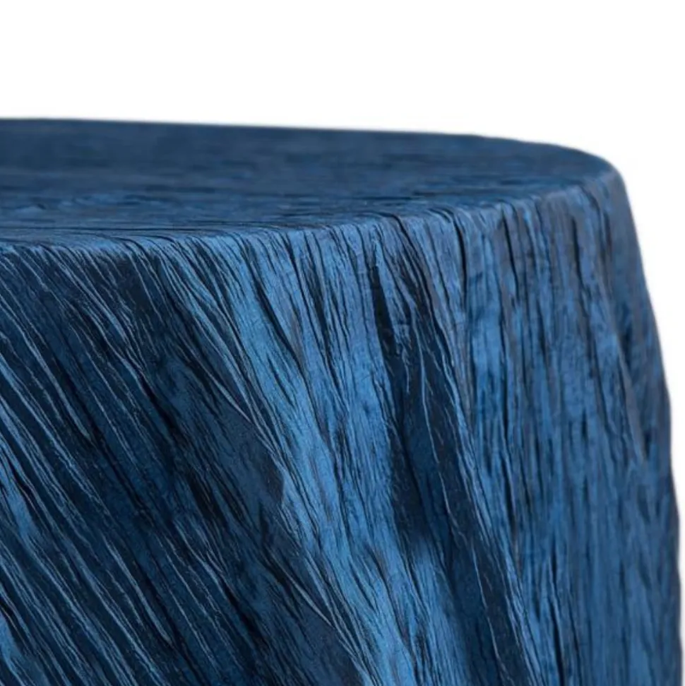 Navy Blue Accordion Crushed Taffeta - Square/Round/Rectangular Table Topper/Overlay