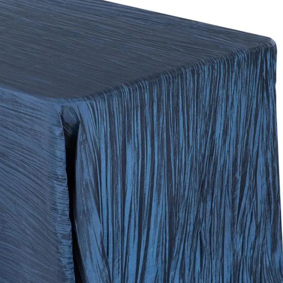 Navy Blue Accordion Crushed Taffeta - Square/Round/Rectangular Table Topper/Overlay