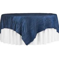 Navy Blue Accordion Crushed Taffeta - Square/Round/Rectangular Table Topper/Overlay