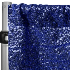 Navy Blue Sequin Backdrop Curtain w/ 4" Rod Pocket by Eastern Mills - 12ft Long x 4.5ft Wide